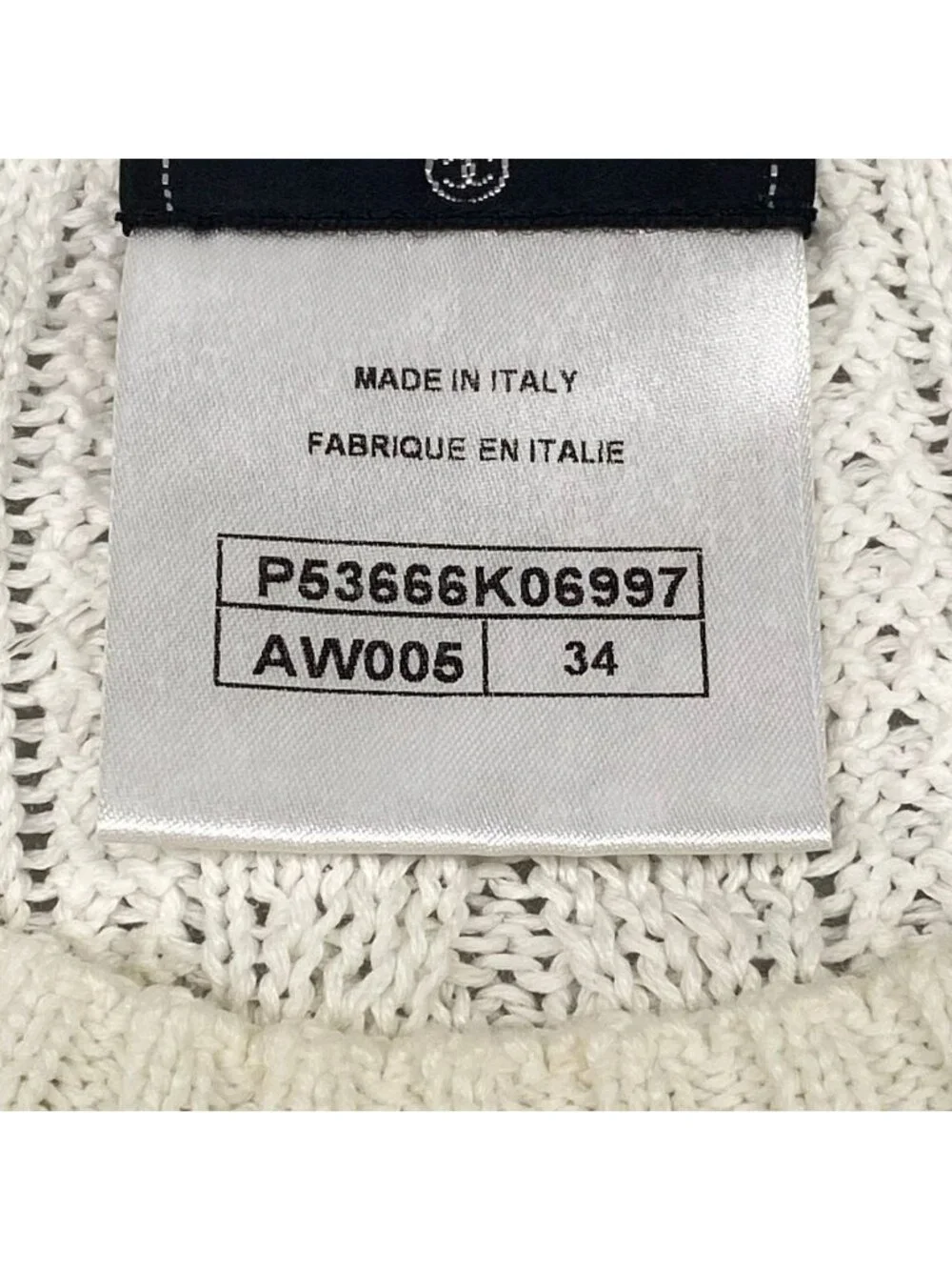 Chanel Long Sleeve Sweater 34 S White Cotton